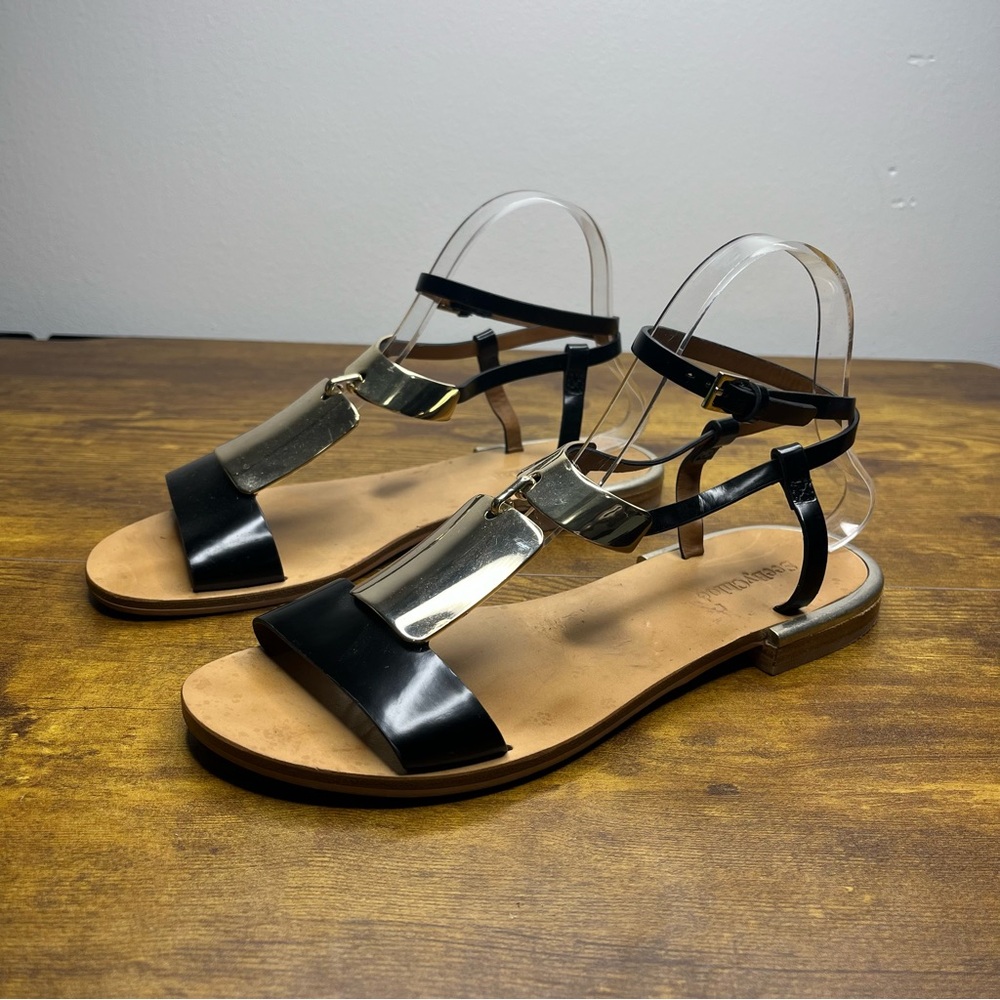 See by Chloe Black Ankle Wrap and Metal Sandal